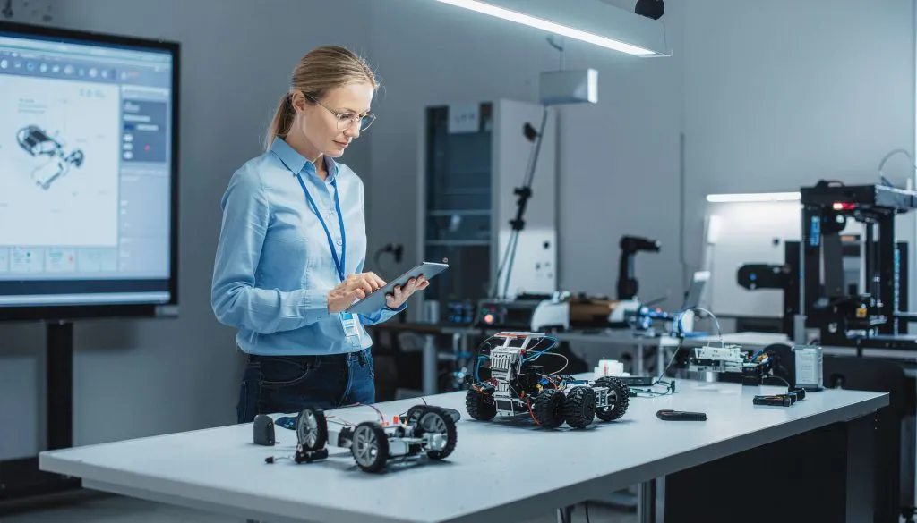 Engineer Inspecting A Prototype